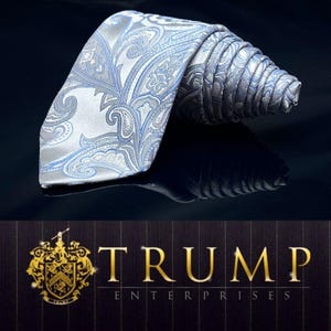 Donald J. Trump Signature Collection Necktie Tie Blue Silver Shine Paisley NEW