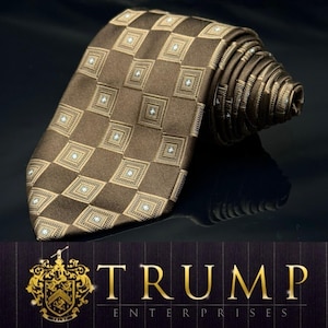 Donald Trump Signature Collection Neutral Brown Silk Necktie Tie 61”