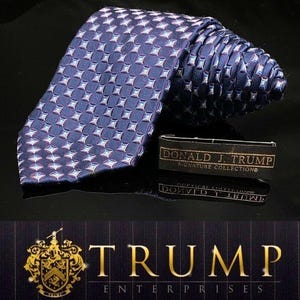 Donald J. Trump~ Signature Collection Geometric Blue White Black Diamonds Tie