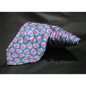Brioni Men&#39;s Tie Navy Blue HOT PINK/NOVELTY  3.75&quot; 60&quot;