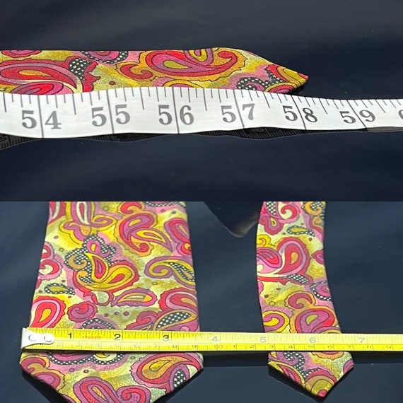 V2 by Versace Pink and Green Dark Paisley Tie - image 4
