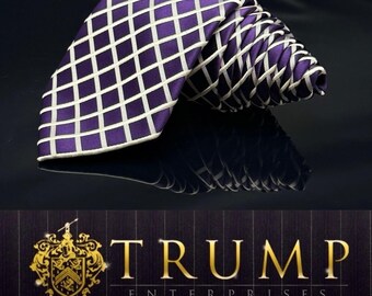 Donald  J Trump Signature collection Tie Purple Geometric Length: 61"