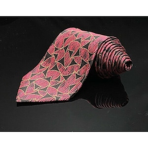 Brioni Abstract Designs Red Black Tie 100% Silk Made IN ITALY