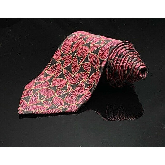 Cravate En Soie Brioni - Motif Géométrique Rouge Et Vert - Fait Main En Italie - Parfait État