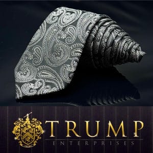 Donald J Trump Signature Collection Silk Men Tie Black Paisley Woven Necktie 60”