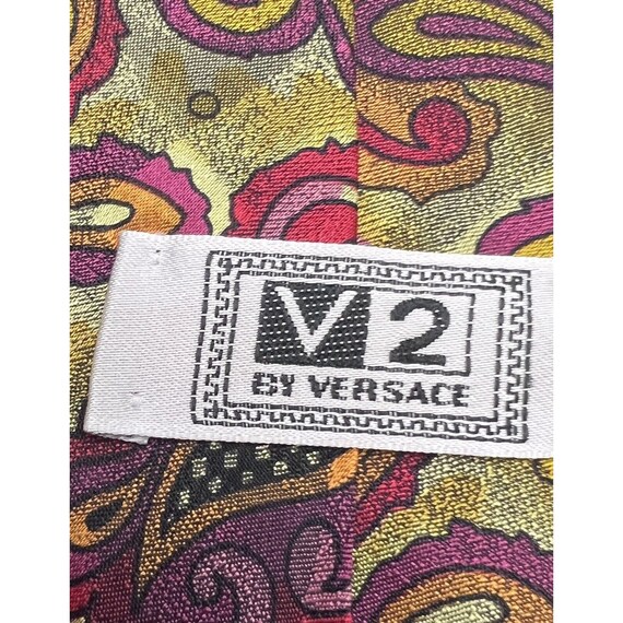 V2 by Versace Pink and Green Dark Paisley Tie - image 3