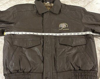Vintage North American Hunting Club Life Members Leather Jacket