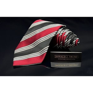 Donald J. Trump~ Signature Collection Red Black White Striped Tie
