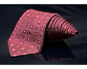 NWT John W Nordstrom Red with White  100% Silk Tie USA