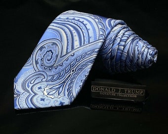 Donald J. Trump ~ Signature Collection Blue Silver Paisley  Donald J Trump Signature Blue Paisley Evening Tie main image 0