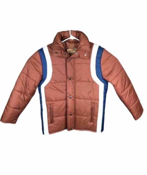 Vintage 70s West Wind Orange Blue White Bomber Jac