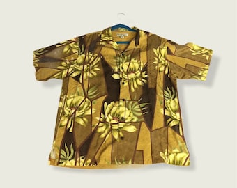 Tommy Bahama Red Silk Homme Floral Manches Courtes Bouton Up Hawaiian Shirt Taille M