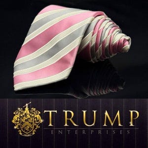 Donald J. Trump Tie Mens 100% Silk  Pink White Striped 59.5”