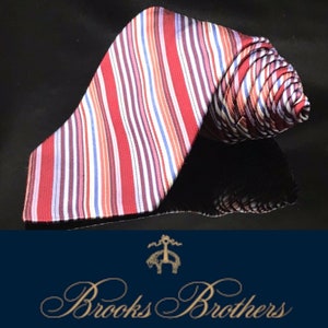 Brooks Brothers Rainbow Red Blue White Purple Stripped Tie