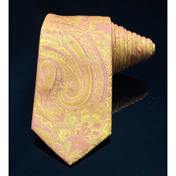 Countess Mara  Mens Paisley Orange Gold  Tie Clas… - image 2