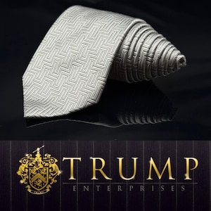 Donald J Trump Signature Collection Silver  Power Tie 100% Silk 58.5”