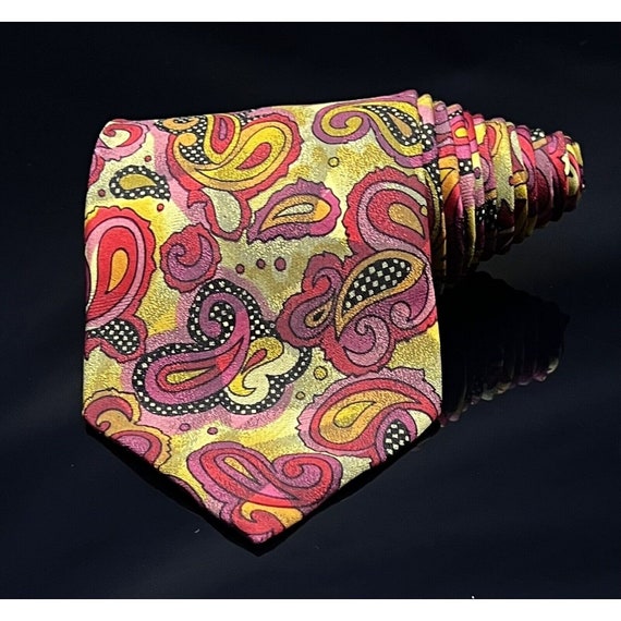 V2 by Versace Pink and Green Dark Paisley Tie - image 2