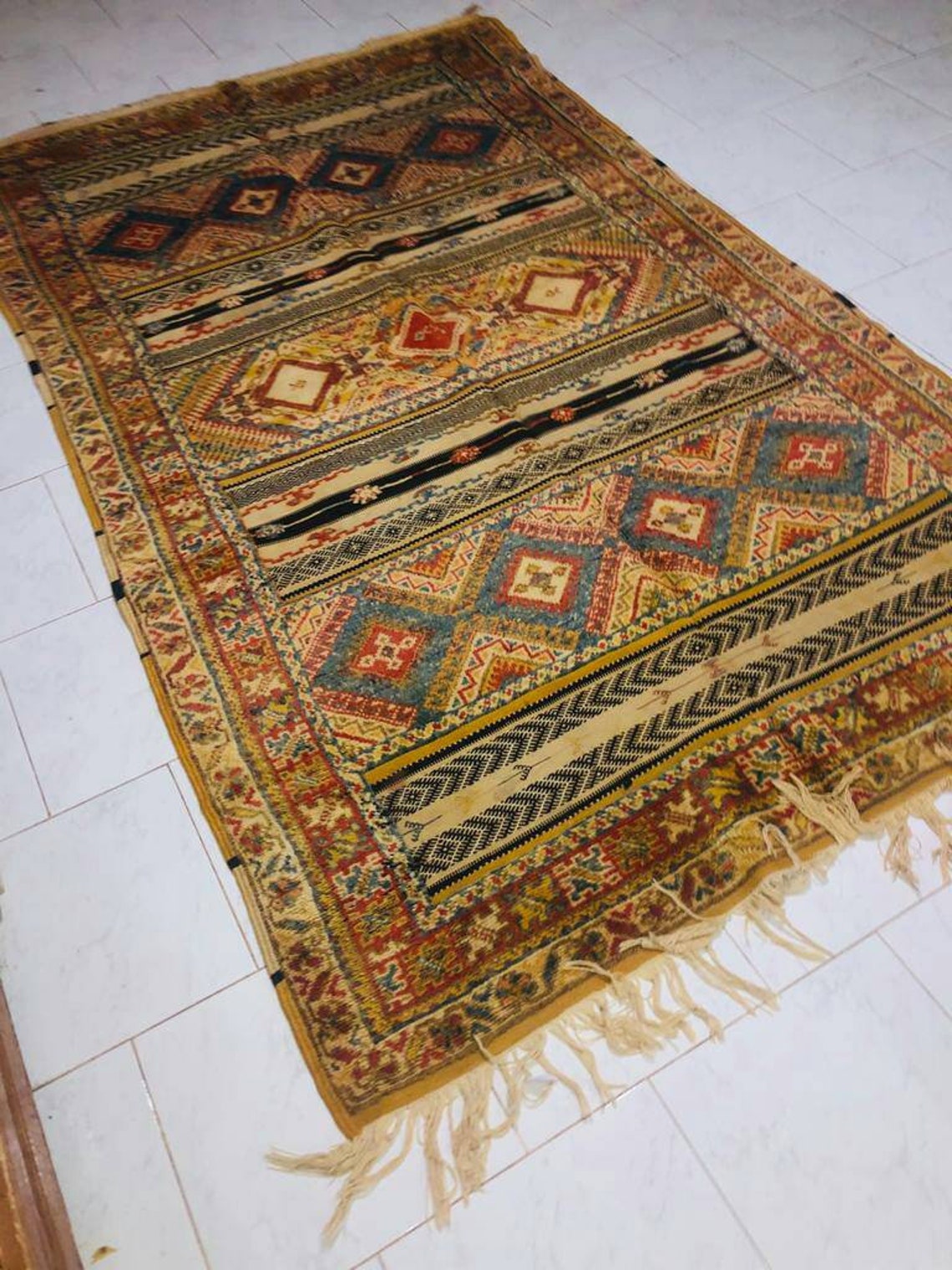 GOLD 7x4ft Moroccan Traditional Berber Rug Vintage Boujad Rug Etsy