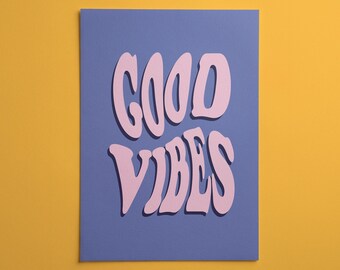 Lámina decorativa tipográfica "Good Times" / Póster inspirador para oficina y estudio / Decoración con cita motivacional