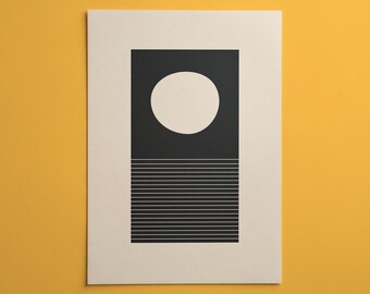 Lámina decorativa a la luz de la luna / Póster espiritual monocromático relajante / Decoración relajante para dormitorio y meditación