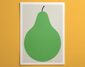 Lámina decorativa de pera para pared / Póster moderno y divertido para la cocina / Decoración para dormitorio infantil y hogar