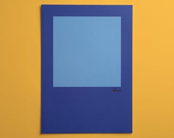 Lámina decorativa abstracta en bloques de color azul / Póster moderno y colorido / Decoración para dormitorio infantil y sala de juegos