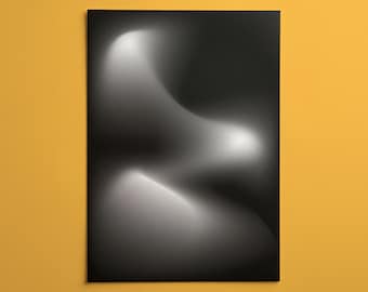 Lámina decorativa minimalista en blanco y negro con degradado / Póster abstracto monocromático / Decoración moderna y neutra para el hogar