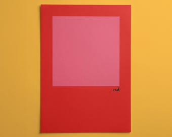 Lámina decorativa abstracta en bloques de color rojo / Póster moderno y colorido / Decoración para dormitorio infantil y sala de juegos