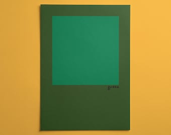 Lámina decorativa abstracta de bloques de color verde para pared / Póster moderno y colorido / Decoración para dormitorio y sala de juegos infantiles