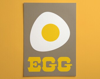 Lámina decorativa vintage con diseño de huevo / Póster de cocina inspirado en los años 70 / Decoración retro para cocina y comedor