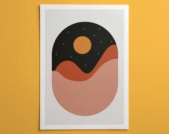 Lámina decorativa de estrellas vespertinas recortadas / Póster del cielo nocturno inspirado en la naturaleza / Decoración relajante para el dormitorio y el hogar