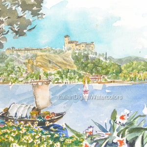 Italian Digital Watercolors Lake Maggiore