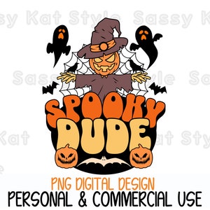 Spooky Dude Boys Halloween Fall Tee Funny Cute Spooky Trick or Treat PNG Sublimation Transfer Digital Design Gift Idea