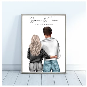 Personalised Couple Print, Anniversary Gift, Customised Couple Gift, Boyfriend & Girlfriend Print, Anniversary Gift