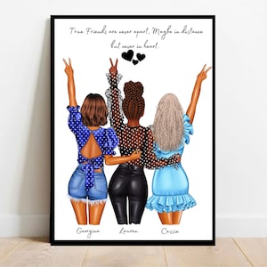 3 Best Friend Gift, Personalised Best Friend Print, Gift for bestie