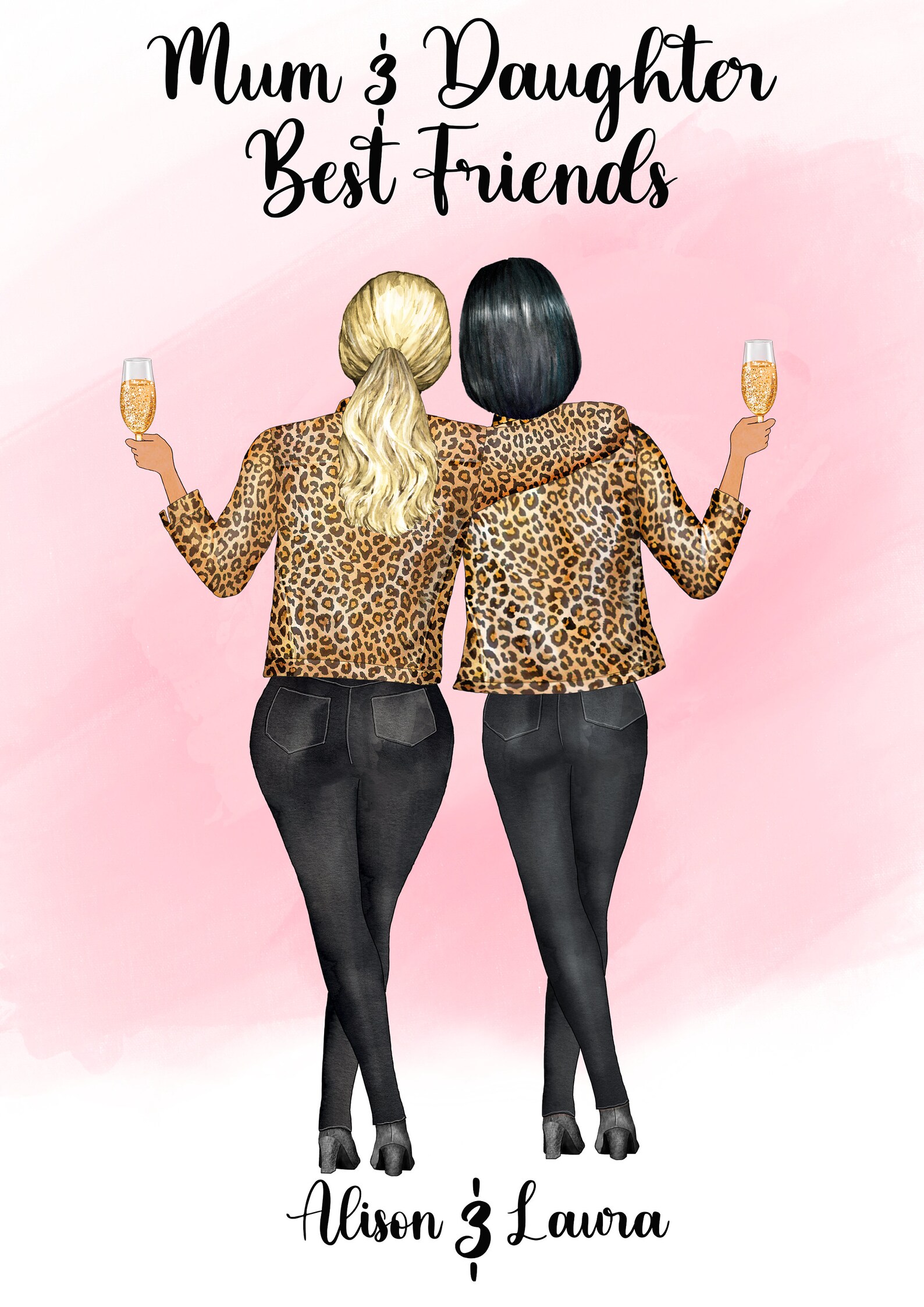 Best Friend Print Mum and Daughter Print Personalised Gift - Etsy