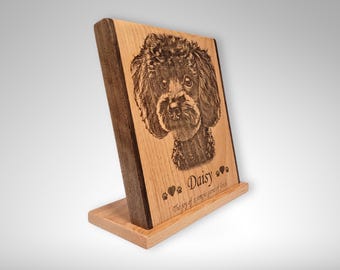 Laser Engraved Pet Portrait: Custom Alder Wood Picture