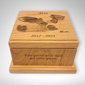 Cremation Pet Urn For Dogs, Cat Ashes Pet Urn Engraved, up to 75 lbs, Cremate Wood Box, Memorial, Personalized Photo Pet Loss Gifts,