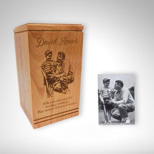 Personalized Cremation Wood Urn for Ashes, Urn for Human Ashes, Photo Engraved Celebration of Life, Funeral Memorial Human Cremation Urn