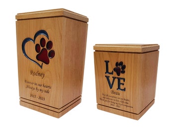 Cremation Pet Urn, Pawprint, Pet Urn for Dog, Urn for Cat, Epoxy Inlay Design, Urn for Ashes