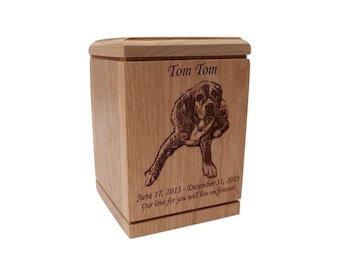 Cremation Pet Urn for Dogs, Cat Urn for Ashes, Dog Urn for Ashes, Engraved Cremate Wood Box, Memorial, Personalized Photo, Pet Loss Gifts,