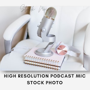 Styled Stock Photo for Podcast Promo / Podcast Microphone & Headphones Stock Photo for Social media