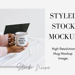 Styled Stock Photo Mockup / Enamel Mug mockup / Black woman stock photo / Woman of color Mug stock photo / High resolution mockup