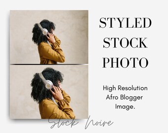 Styled Stock Photo for Instagram / Girl with curly afro wearing / Black girl magic / Women of color / High resolution