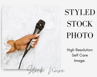 Styled Stock Photo for Podcast Promo / Podcast Microphone Stock Photo / Styled Stock Images / High Resolution Social media Image
