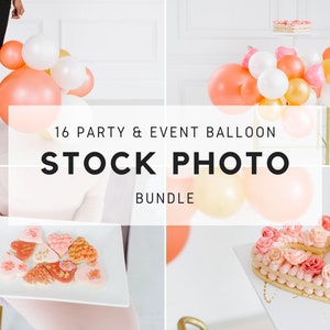 Styled Stock Photo Bundle, balloon styled stock photos, cake styled stock photos, party stock photos celebration, black woman stock photo
