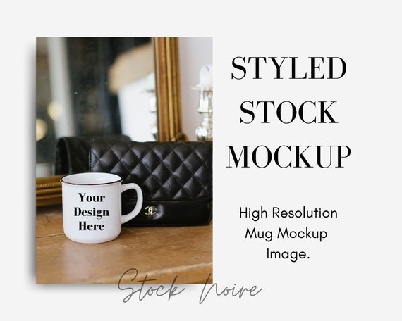 Styled Stock Photo Mockup / Mug mockup / High resolution jpg mockup / Canva template Mug / Chanel Bag / Enamel Mug photo