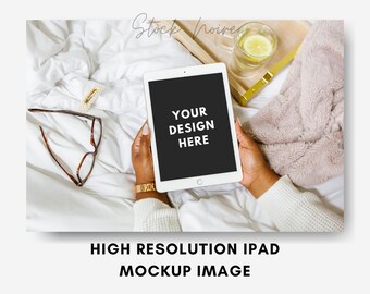 Styled Stock Photo iPad Mockup, Black woman stock photo, Ebook Cover Mockup, Device Tech Mockup, African American woman, High Res Mockup
