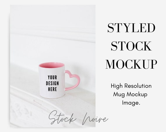 Download Styled Stock Photo Mockup Mug Mockup Heart Handle Pink And Etsy
