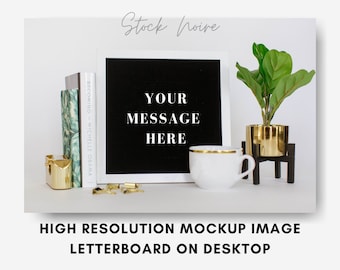Styled Stock Photo Mockup / Styled stock images / Styled stock photo letterboard desktop / home office / High resolution mockup